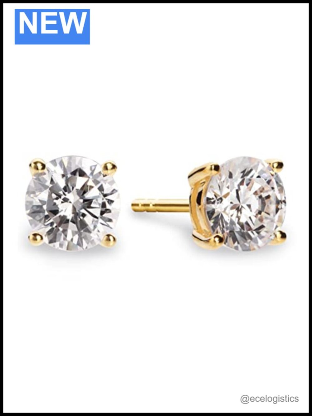 22K Gold-Plated Cubic Zirconia Stud Earrings